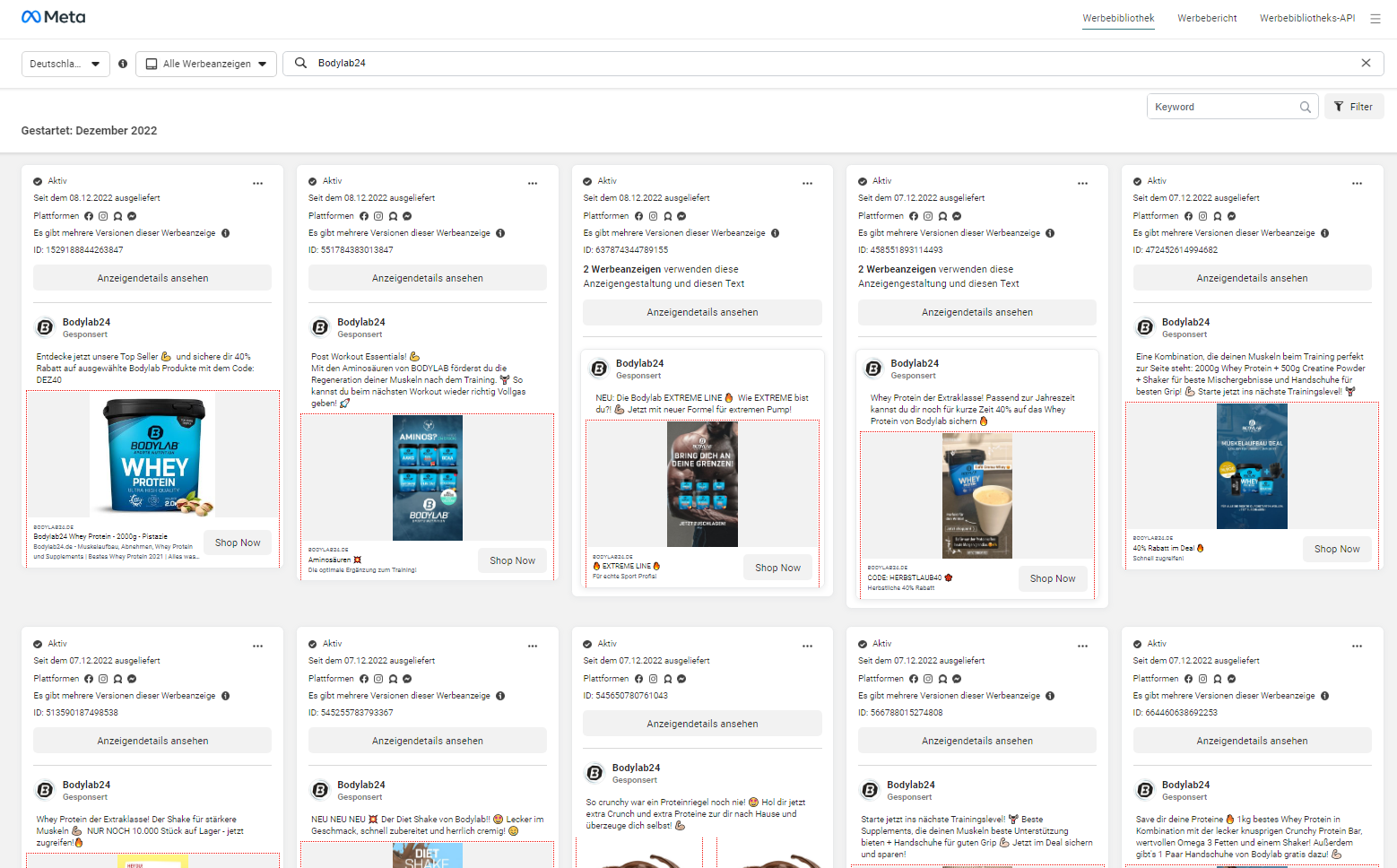 Facebook und Instagram Ads der Konkurrenz in der Ads Library