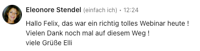 Feedback von Teilnehmern (Screenshot)