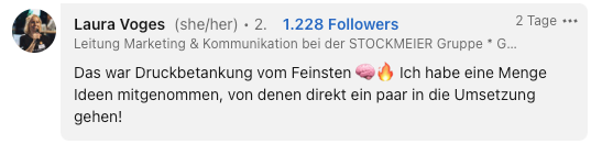 Feedback von Teilnehmern (Screenshot)