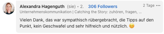 Feedback von Teilnehmern (Screenshot)