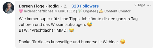 Feedback von Teilnehmern (Screenshot)