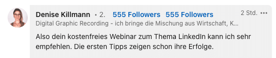 Feedback LinkedIn Webinar Empfehlen